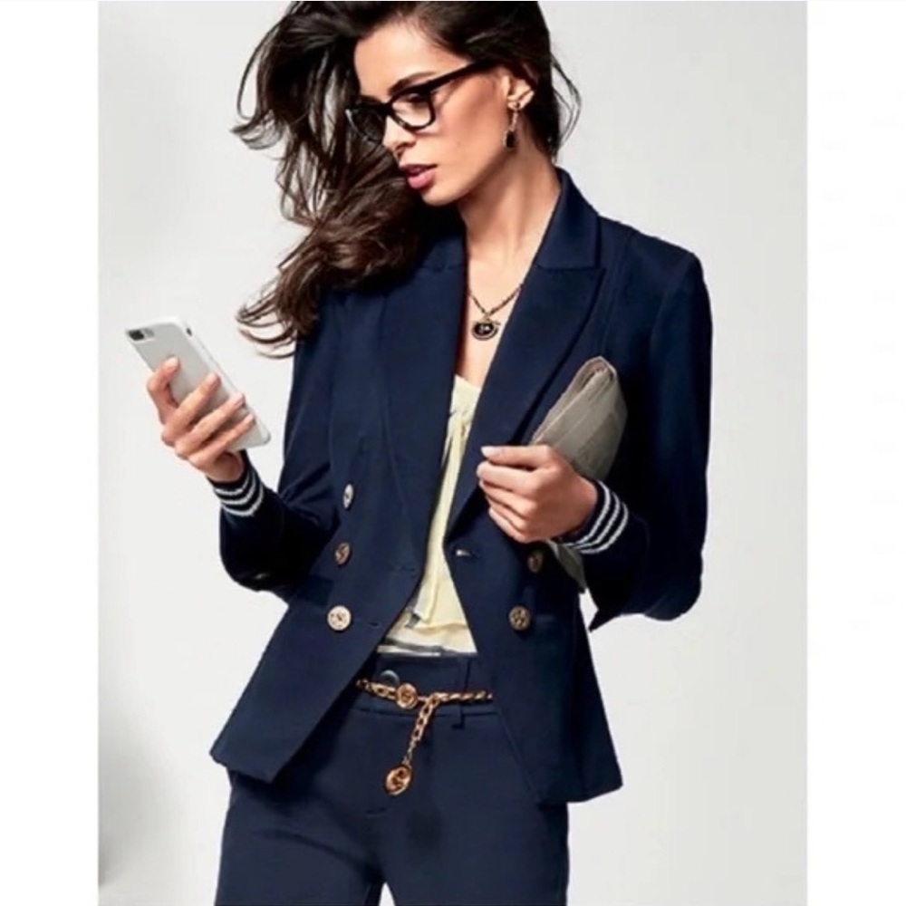 CAbi Navy Double-Breasted Blazer